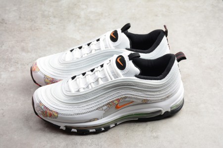Nike womens Air Max 97 whiteorange flower