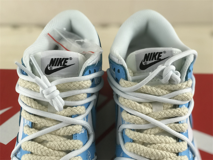 Nike Dunk Low, Low side cashew flower tripartite alliance, white and blue