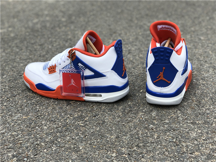 Air Jordan 4 White and Blue Tangerine