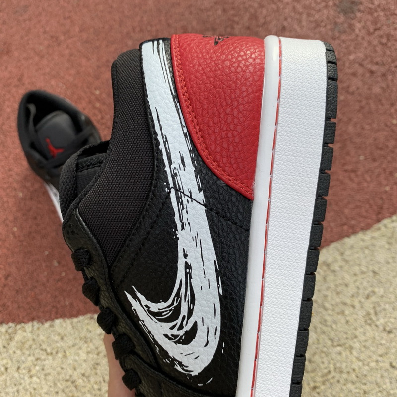 Air Jordan 1 Low Brushstroke Swoosh Black