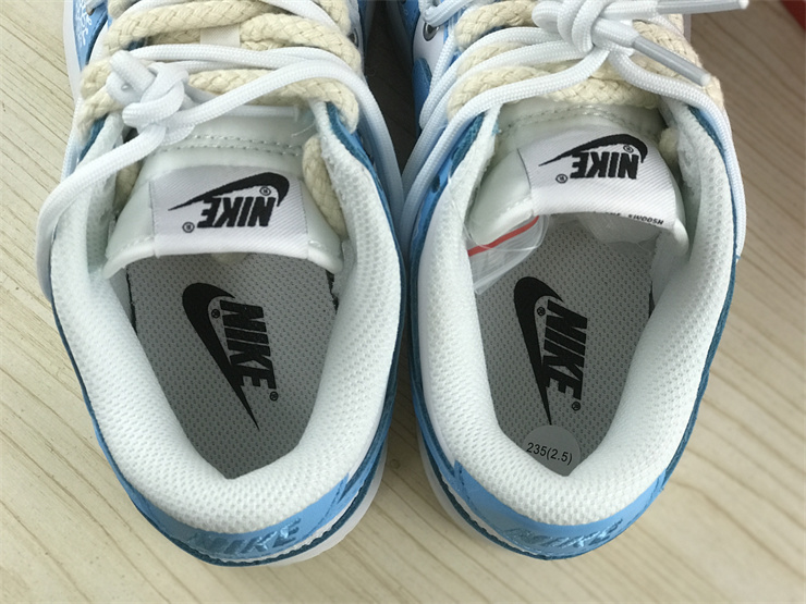 Nike Dunk Low, Low side cashew flower tripartite alliance, white and blue