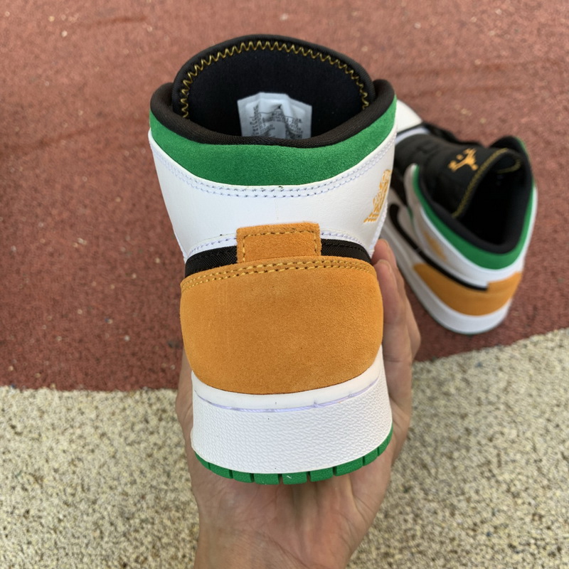 Jordan 1 Mid White Laser Orange Lucky Green