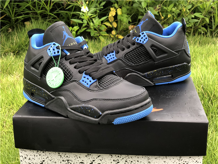 Air Jordan 4 Black Blue Gold