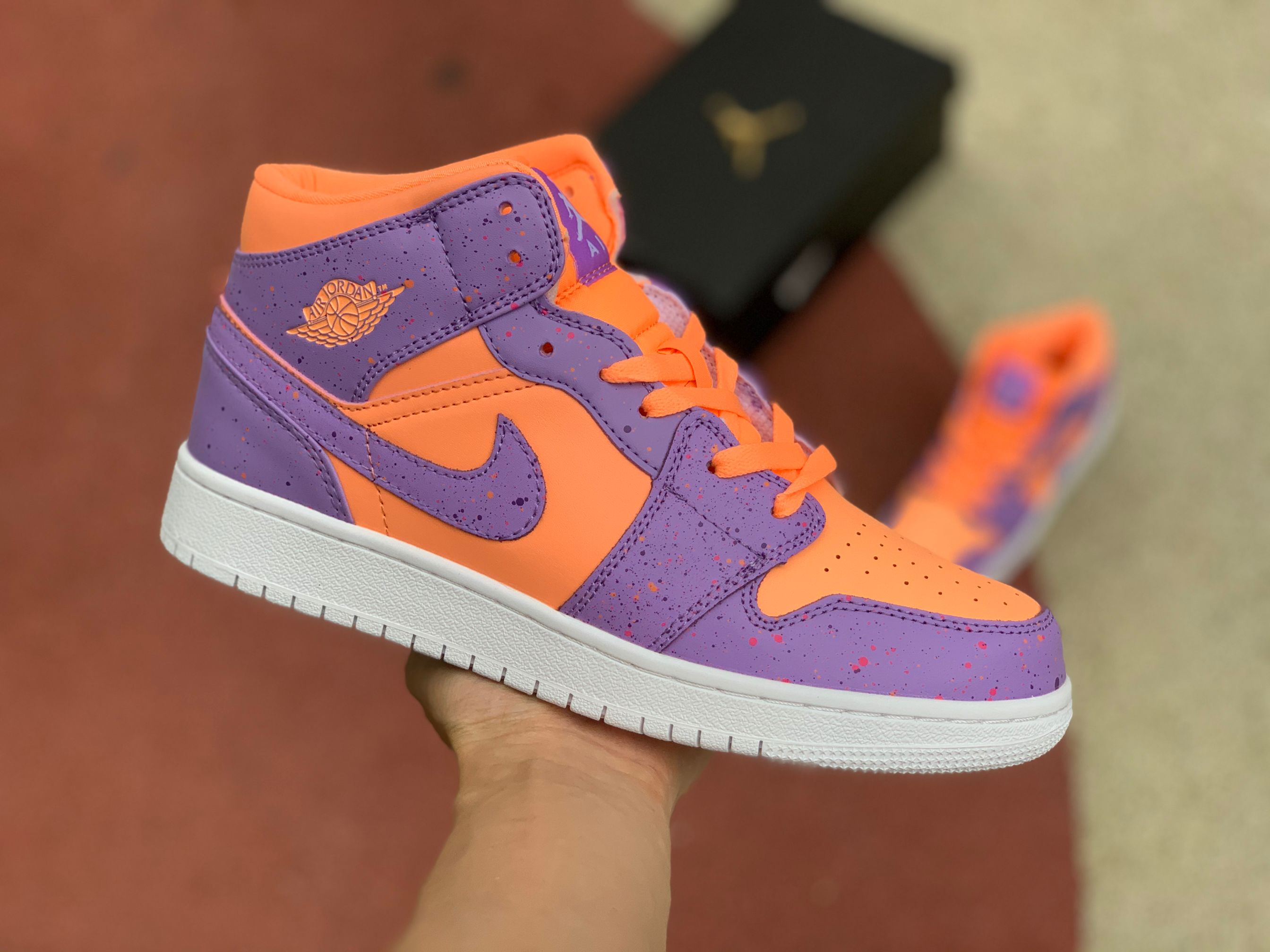 Jordan 1 Mid Paint Splatter Orange Purple