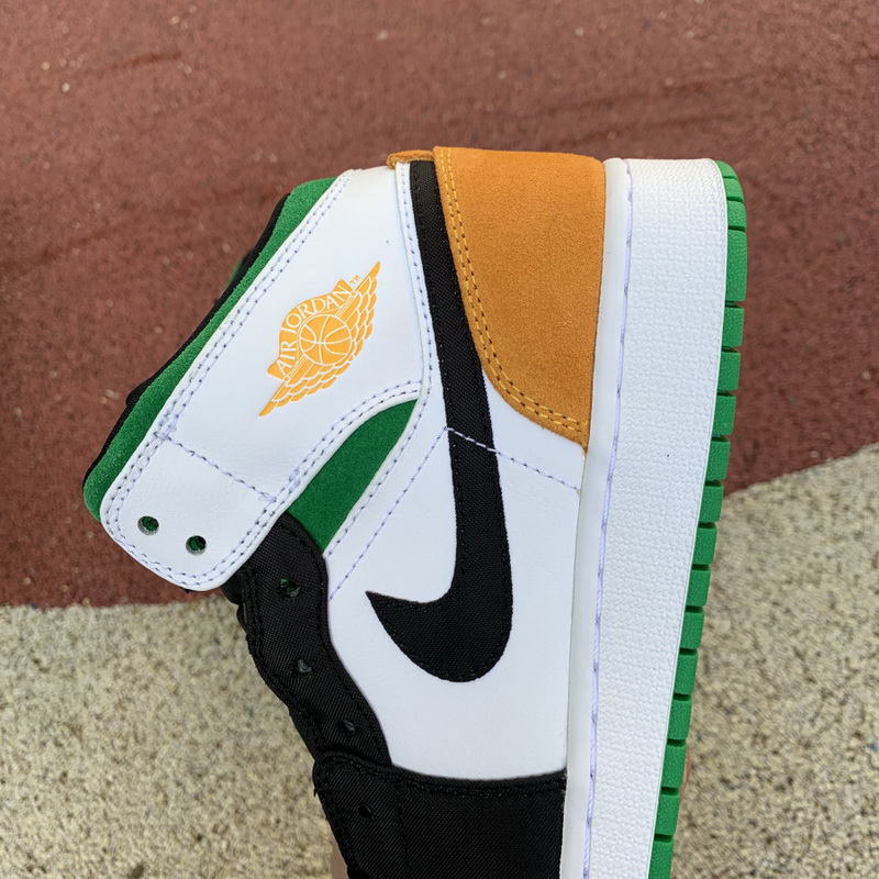 Jordan 1 Mid White Laser Orange Lucky Green