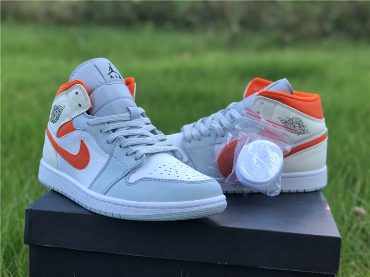 Air Jordan 1 Mid White Grey Orange