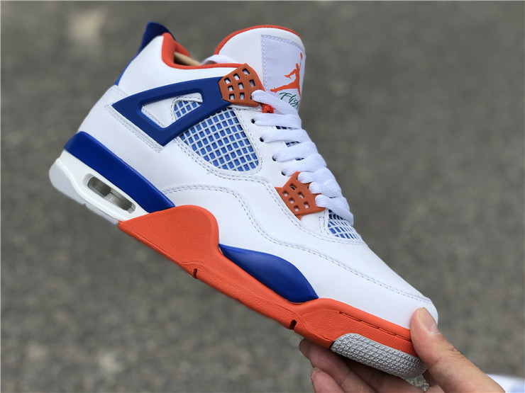 Air Jordan 4 White and Blue Tangerine