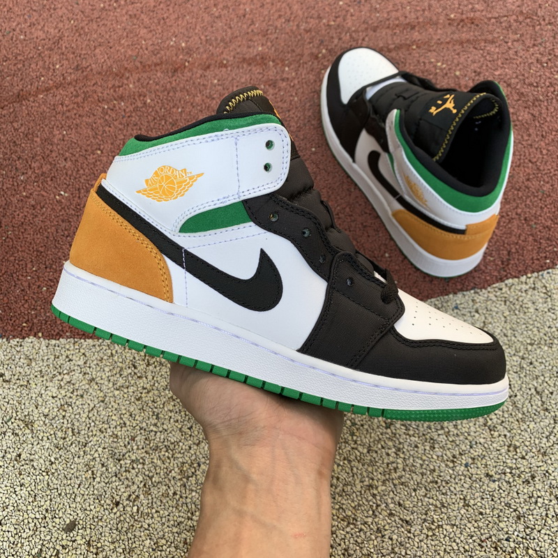 Jordan 1 Mid White Laser Orange Lucky Green