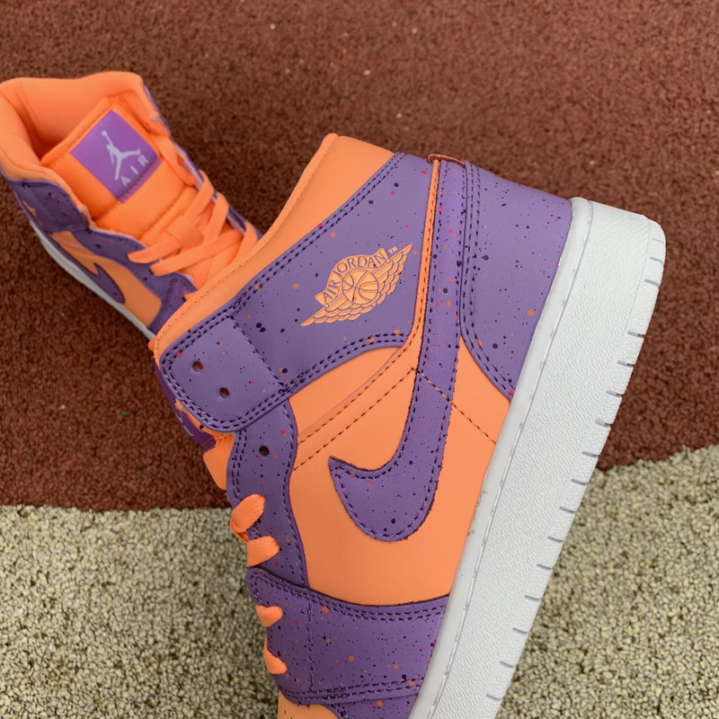 Jordan 1 Mid Paint Splatter Orange Purple