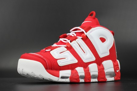 Supreme x Nike Air More Uptempo Varsity Red/White mens