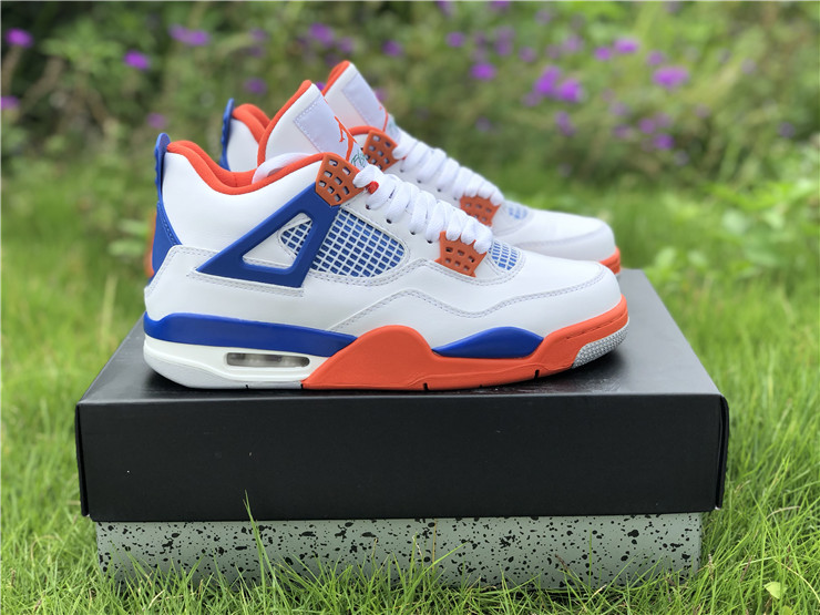 Air Jordan 4 White and Blue Tangerine