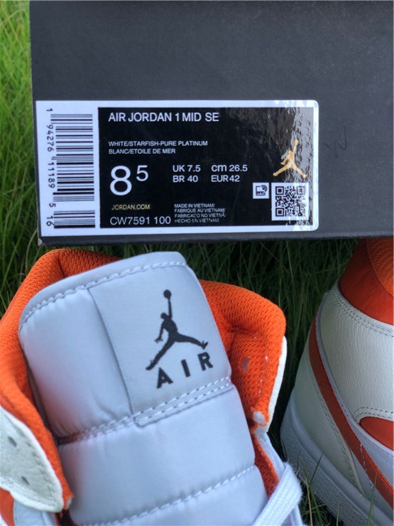 Air Jordan 1 Mid White Grey Orange