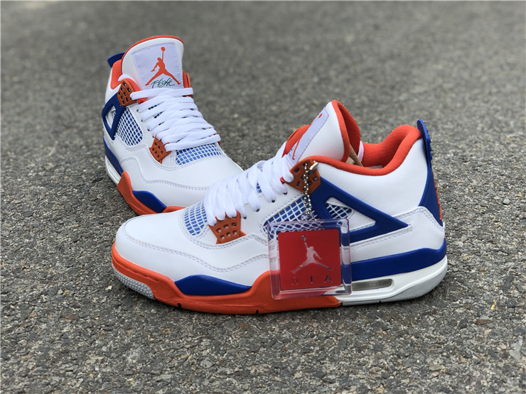 Air Jordan 4 White and Blue Tangerine