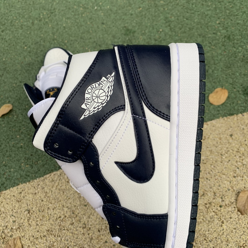 Jordan 1 Mid White Metallic Gold Obsidian