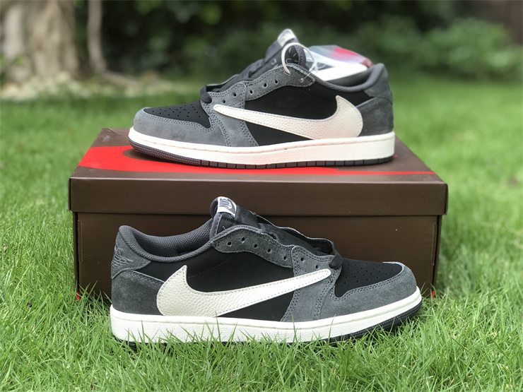 Travis Scott X Air Jordan 1 Low OG Black Gray TS inverted hook