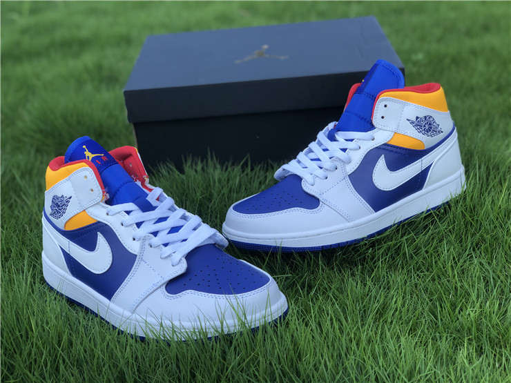 Air Jordan 1 Mid Royal Blue Laser Orange