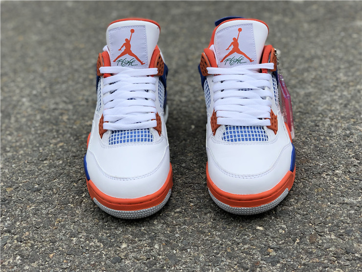 Air Jordan 4 White and Blue Tangerine
