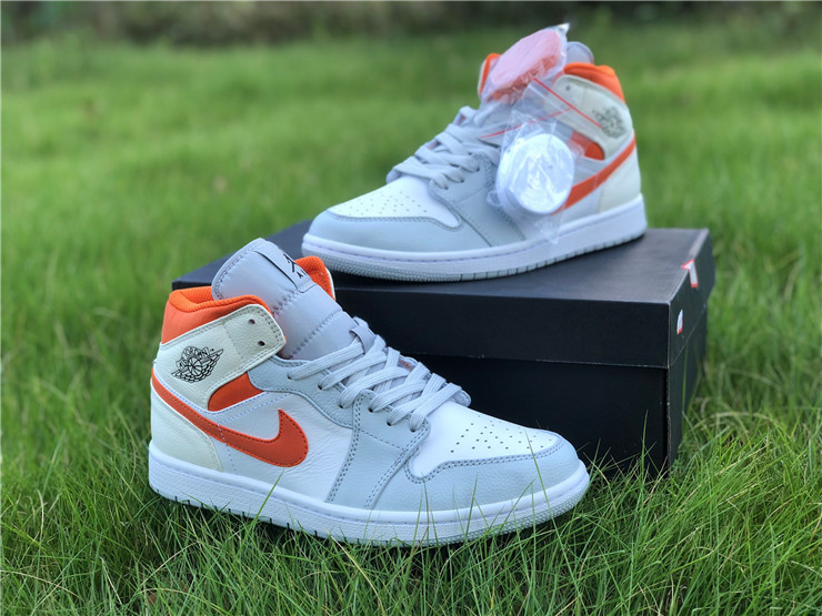 Air Jordan 1 Mid White Grey Orange