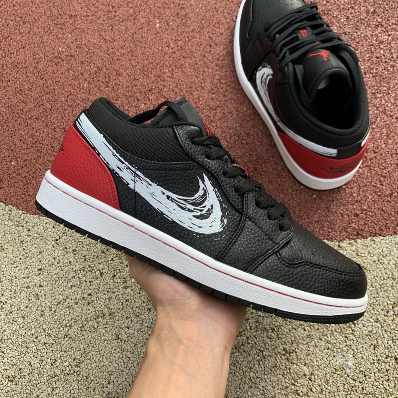 Air Jordan 1 Low Brushstroke Swoosh Black