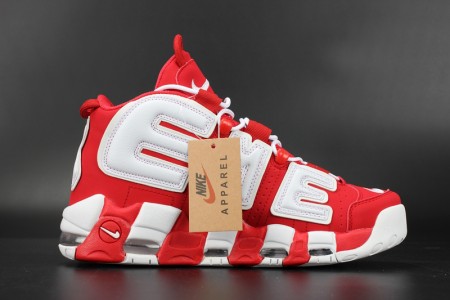 Supreme x Nike Air More Uptempo Varsity Red/White mens