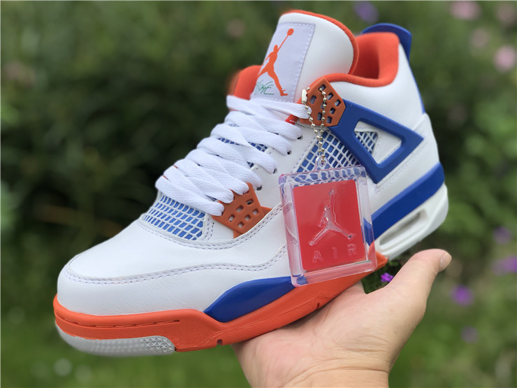 Air Jordan 4 White and Blue Tangerine