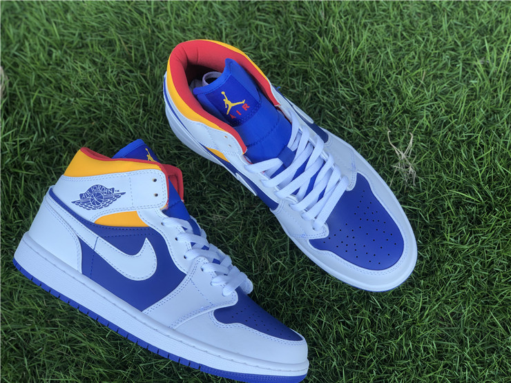 Air Jordan 1 Mid Royal Blue Laser Orange