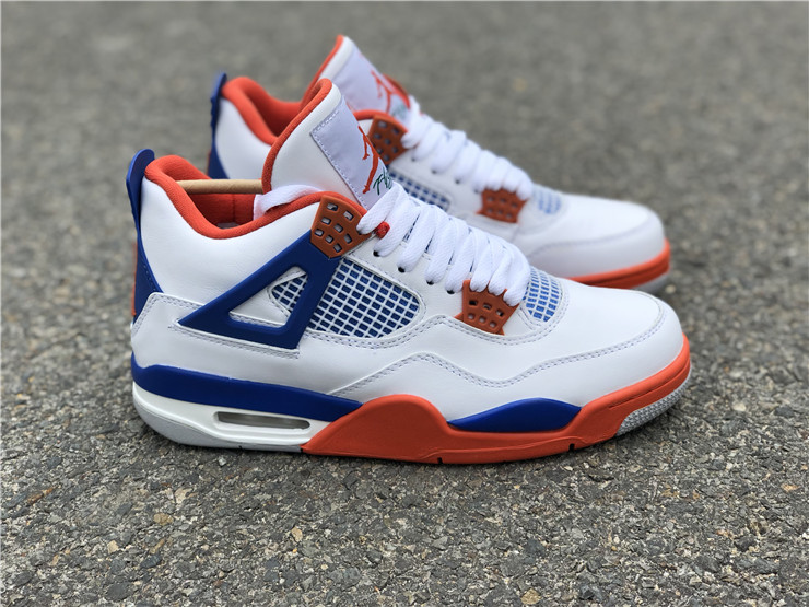 Air Jordan 4 White and Blue Tangerine