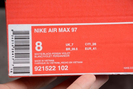NIKE mens Air Max 97White/Black-Persin Violet