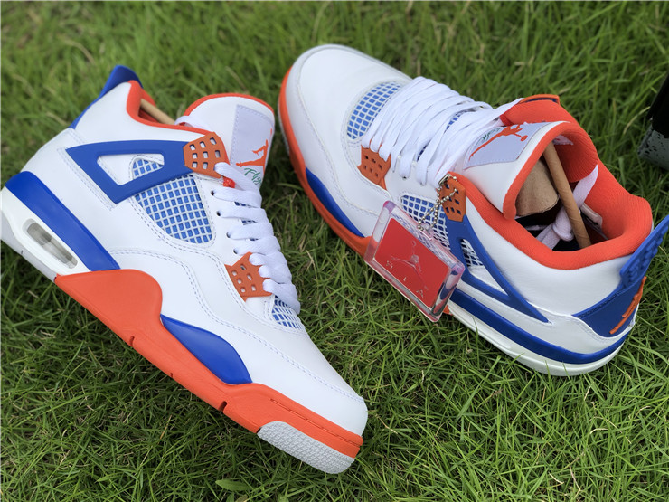 Air Jordan 4 White and Blue Tangerine