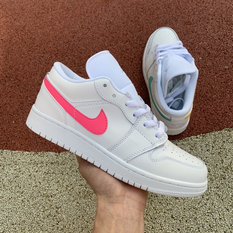 Air Jordan 1 Low White Multi-Color Swoosh