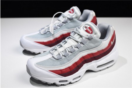 NIKE Air Max 95 Essential Mens White-Grey-Red Running Shoes
