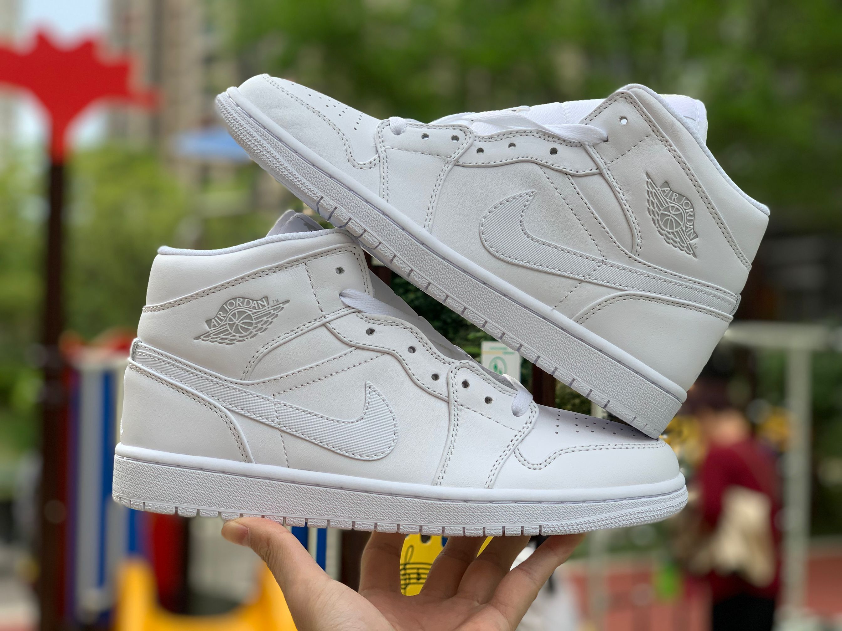 Jordan 1 Mid Triple White