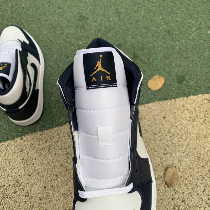 Jordan 1 Mid White Metallic Gold Obsidian