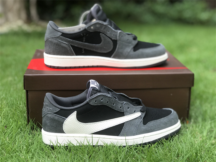 Travis Scott X Air Jordan 1 Low OG Black Gray TS inverted hook