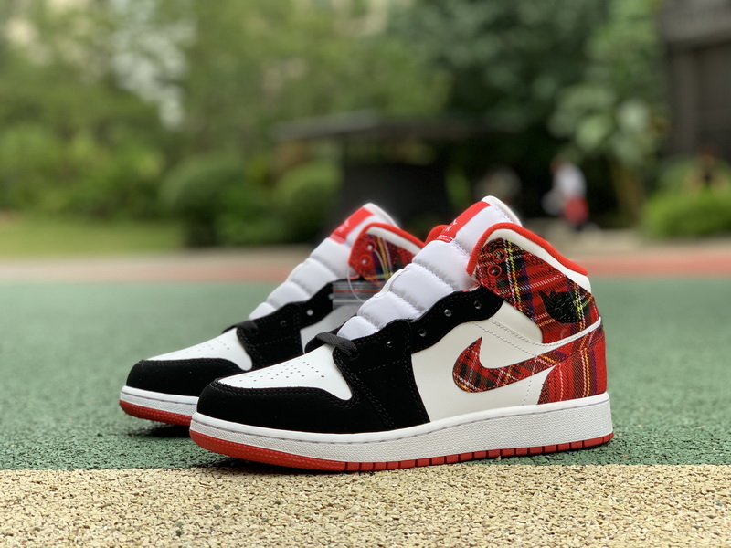 Jordan 1 Mid White Plaid