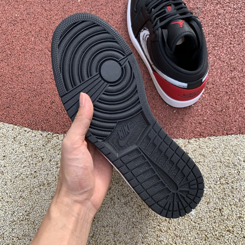 Air Jordan 1 Low Brushstroke Swoosh Black