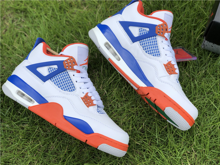 Air Jordan 4 White and Blue Tangerine