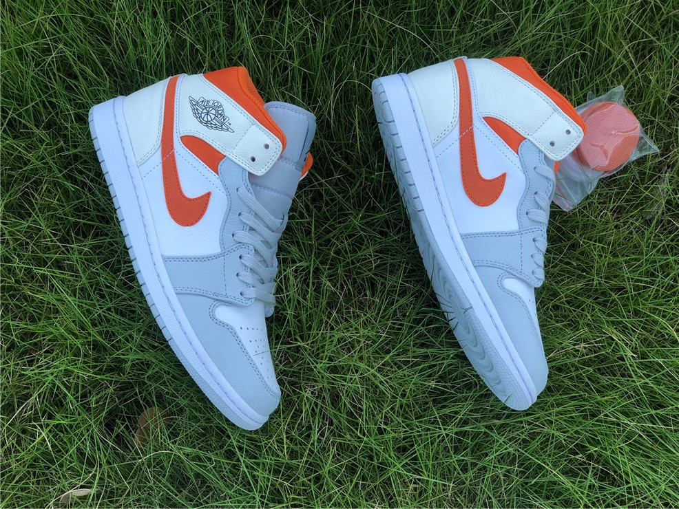 Air Jordan 1 Mid White Grey Orange