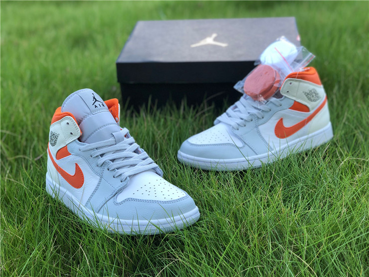 Air Jordan 1 Mid White Grey Orange