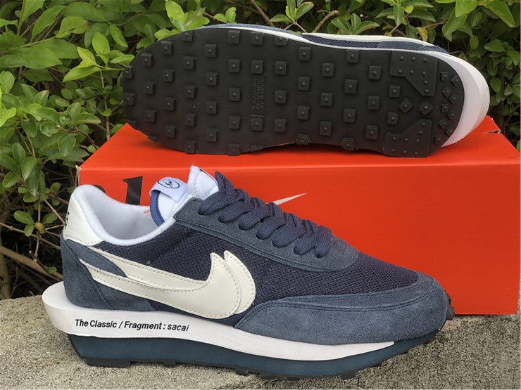 Fragment x Sacai x Nike LD Waffle ''White Navy Blue''