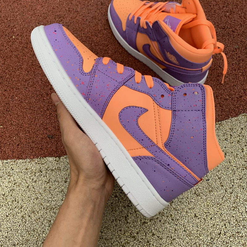 Jordan 1 Mid Paint Splatter Orange Purple