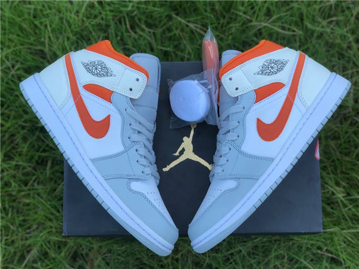Air Jordan 1 Mid White Grey Orange