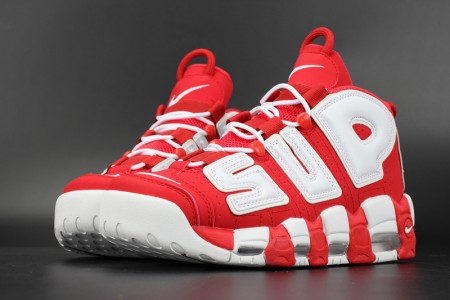 Supreme x Nike Air More Uptempo Varsity Red/White mens
