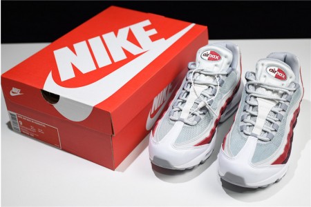 NIKE Air Max 95 Essential Mens White-Grey-Red Running Shoes