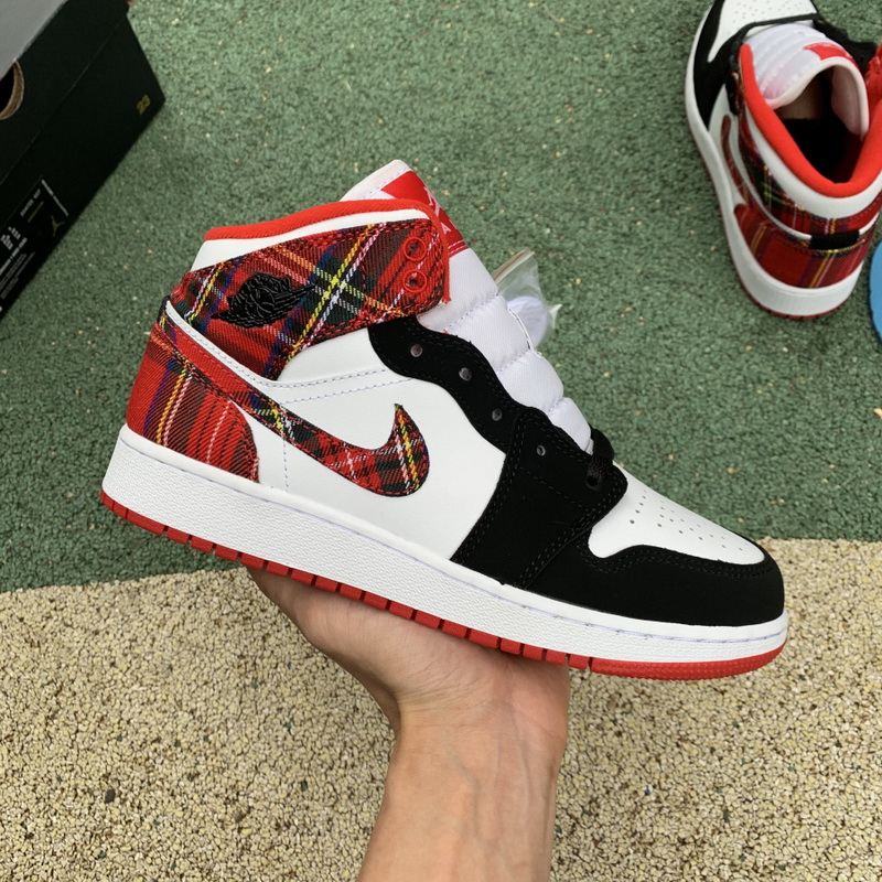 Jordan 1 Mid White Plaid