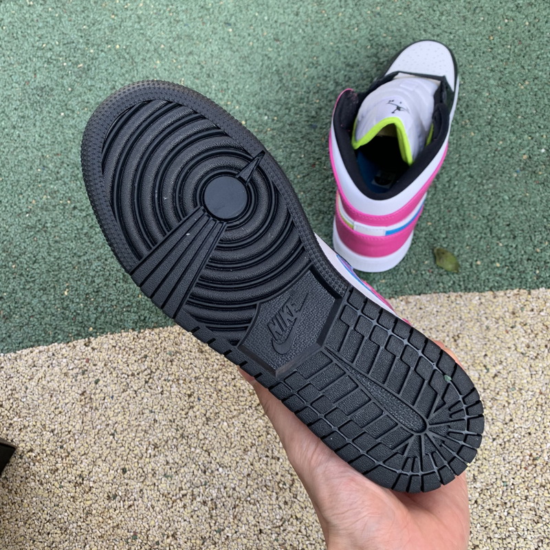 Jordan 1 Mid White Black Cyber Pink GS