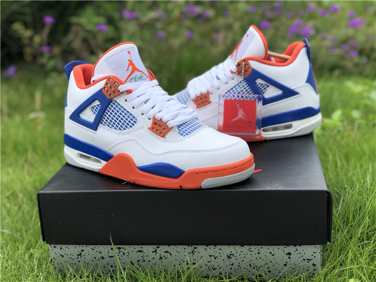 Air Jordan 4 White and Blue Tangerine
