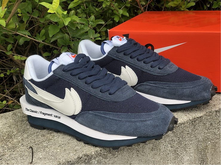 Fragment x Sacai x Nike LD Waffle ''White Navy Blue''