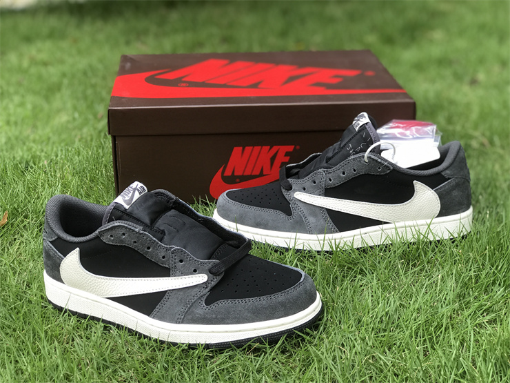 Travis Scott X Air Jordan 1 Low OG Black Gray TS inverted hook