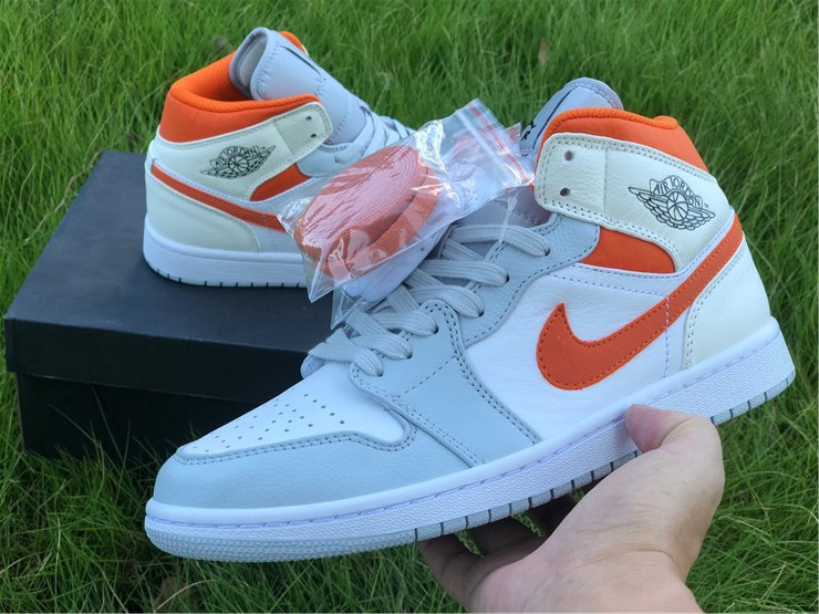 Air Jordan 1 Mid White Grey Orange